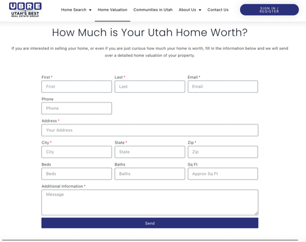 to show how the home valuation feature on the Utah's Best Real Estate Group website is optimizing your homebuying experience.