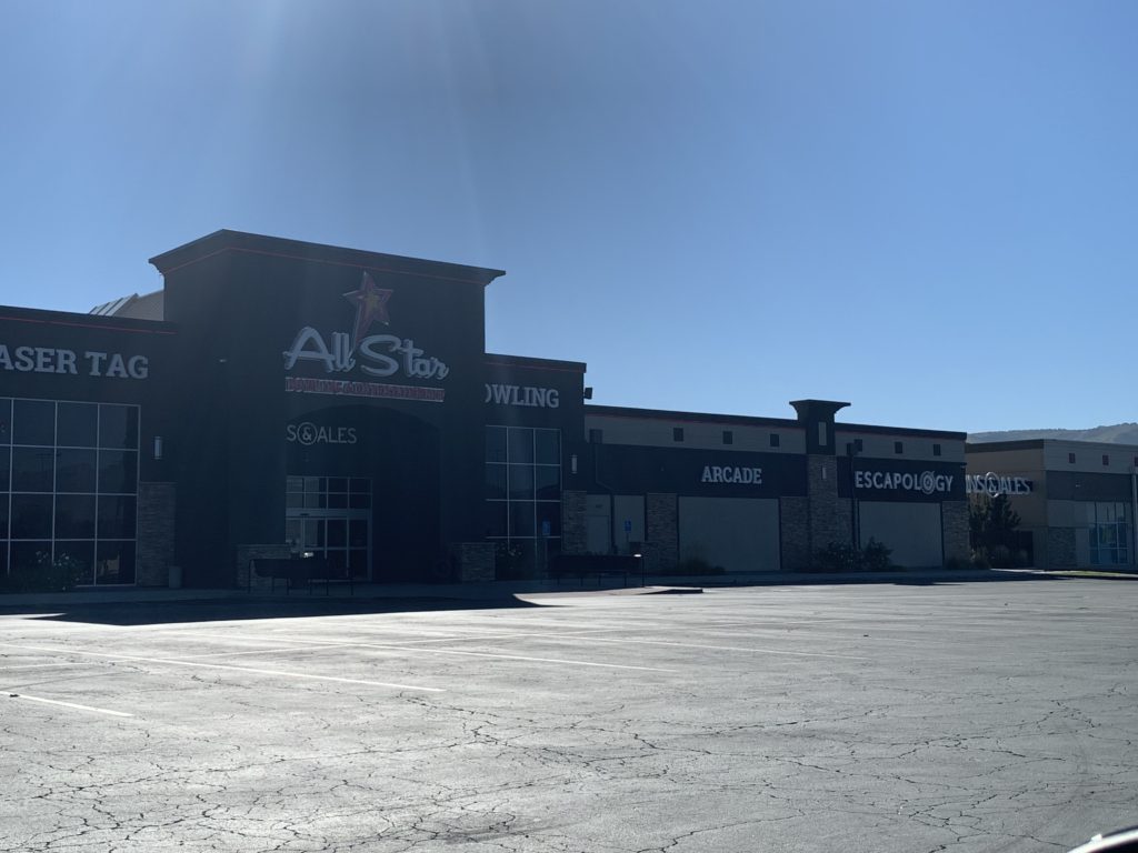 all star bowling and entertainment front entrance from the parking lot