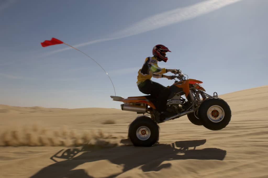 to show what a regulation riding flag on an atv looks like and is needed for off-roading trails in st. george utah