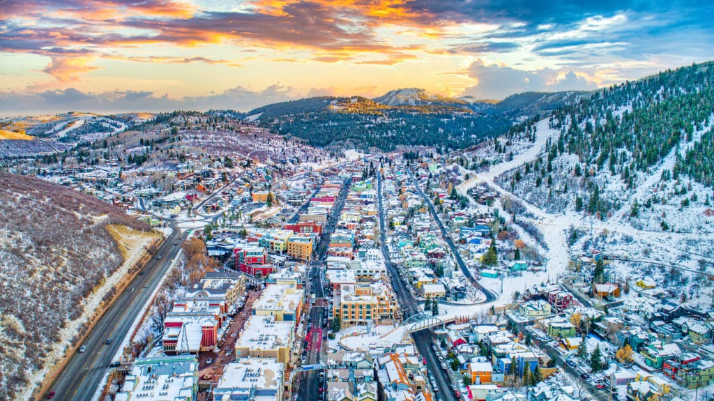 aerial view of park city utah during the sundance film festival