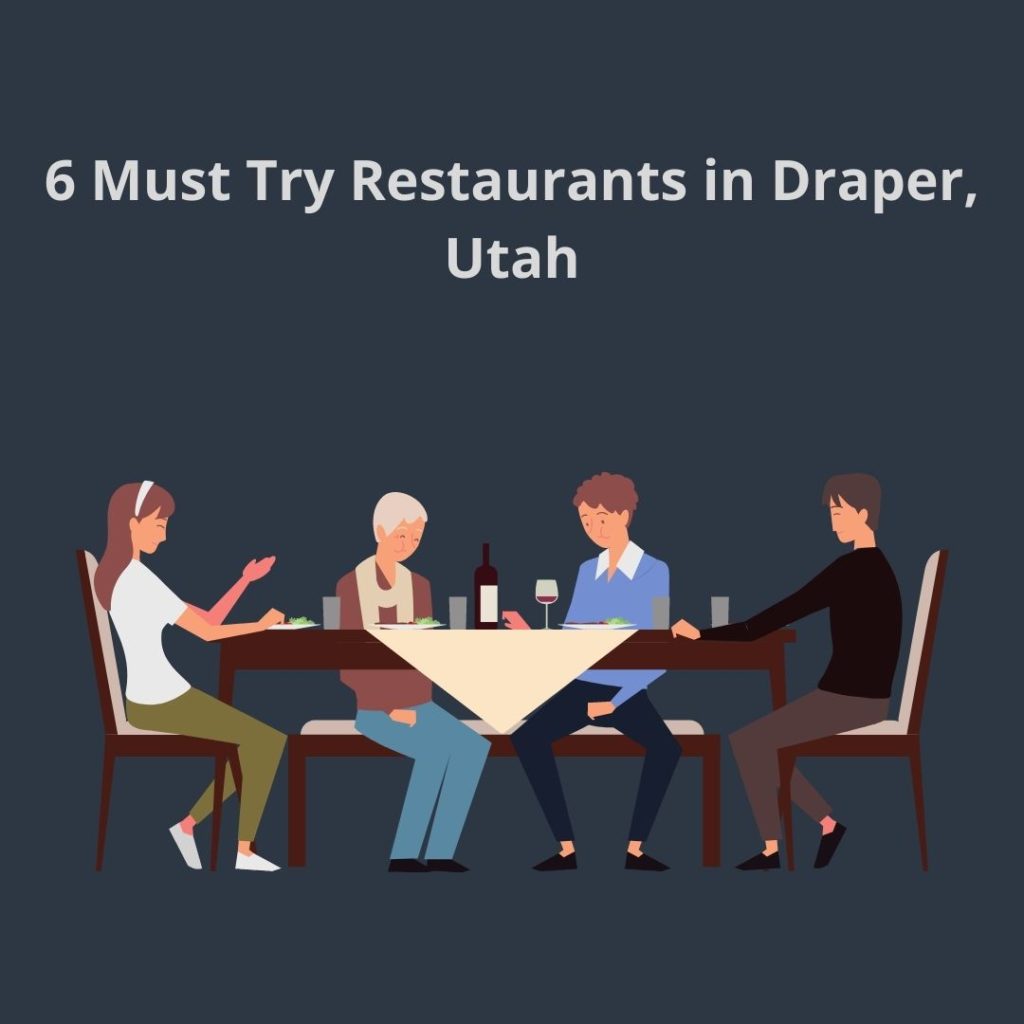 an animation of 4 people sitting around a dinner table to represent restaurants in draper utah